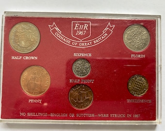 Set di monete della Gran Bretagna del 1967, periodo pre-decimale.