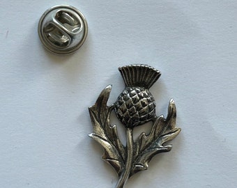 Scottish Thistle And Claddagh Silver Pewter Pin Badge Pair