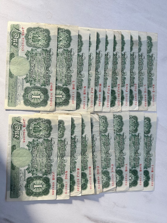 1950 - 1960 イギリス紙幣 1 ポンド 10 シリング オリジナル紙幣