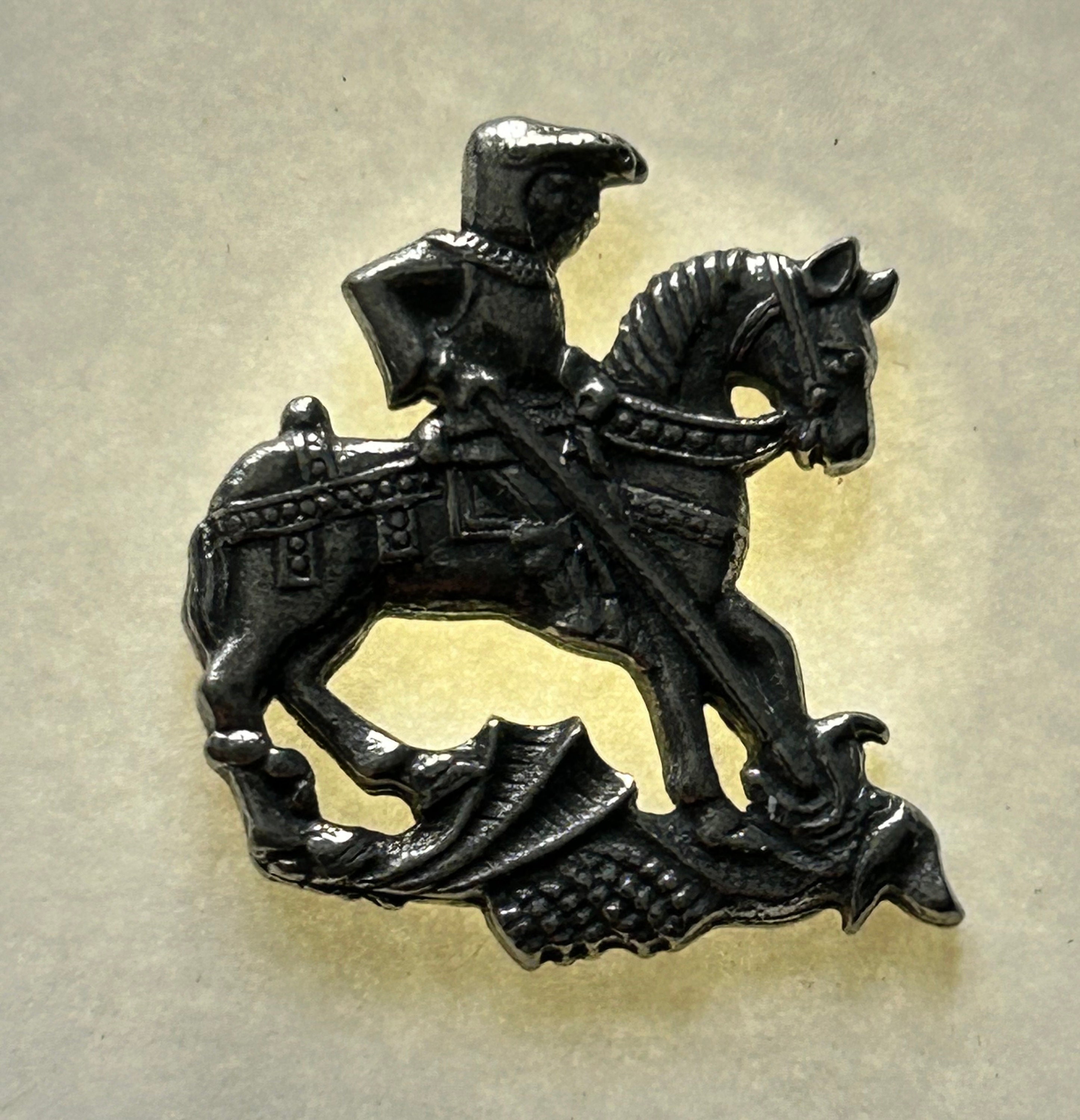 George and Dragon Silver Pewter Pin Badge - Etsy