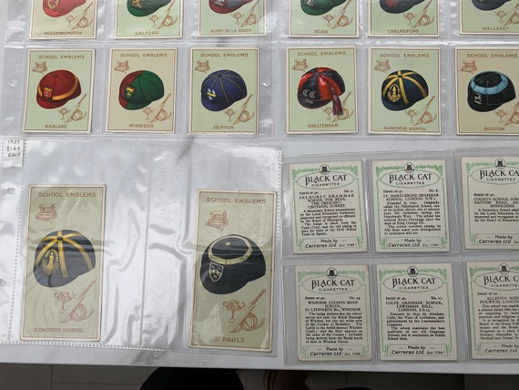 black cat cigarette cards 1929 School Emblems Black Cat Cigarette Cards X 38