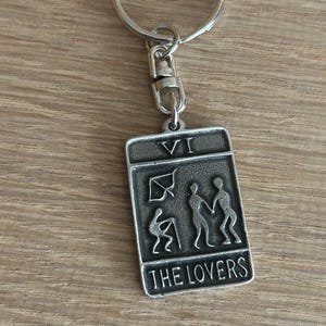 Tarot Card The Lovers Handcrafted In Solid Pewter Keyring