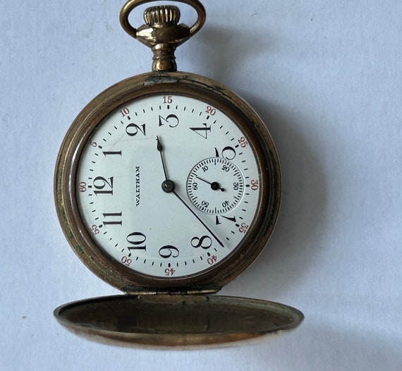 Orologio da tasca antico Waltham Full Hunter Gold Filled