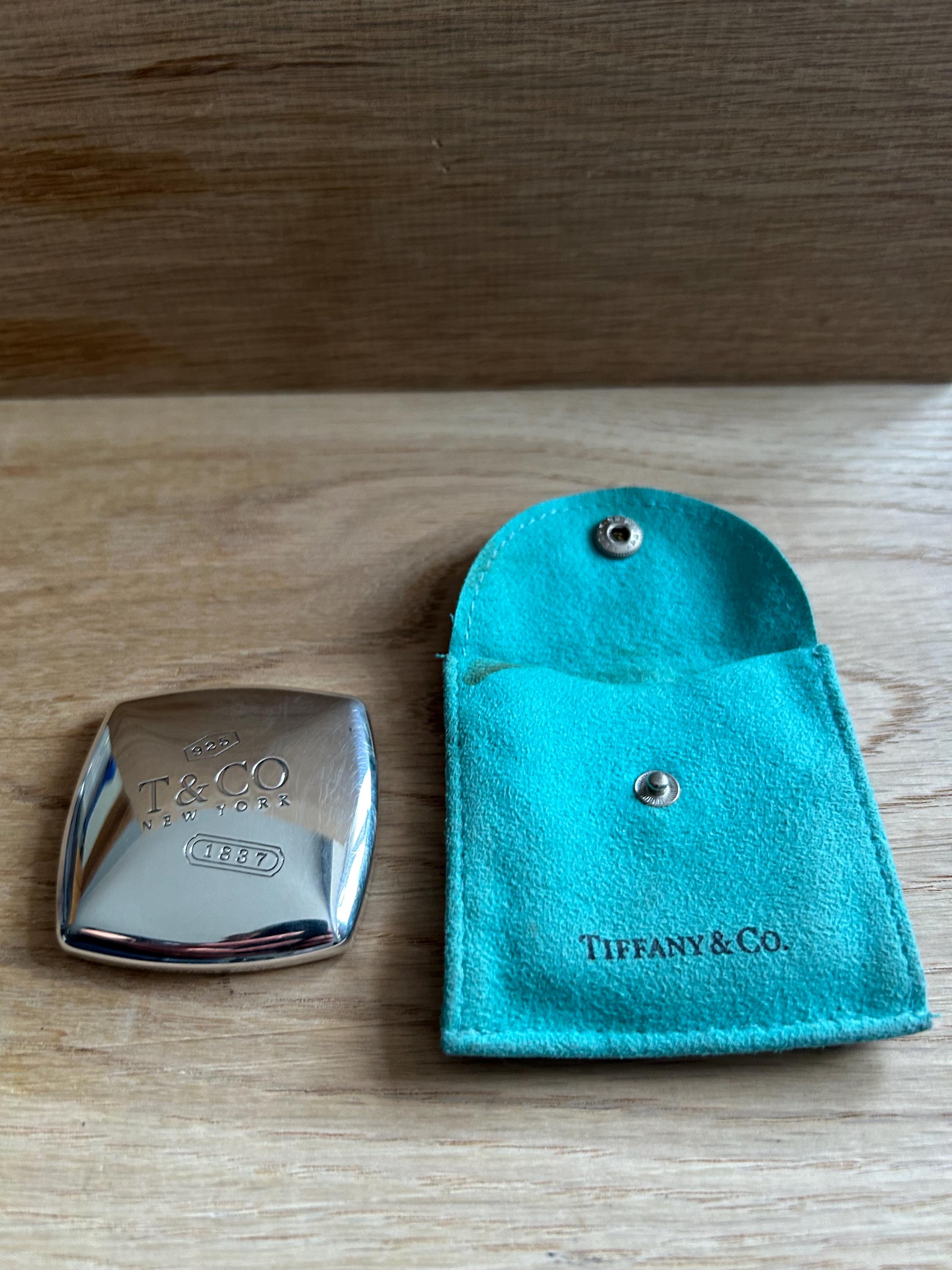 Tiffany & Co. Sterling Silver Square Folding Hand Purse Travel Mirror Tiffany & Co Makeup Cosmetic Purse Mirror Folding Compact  main image 2