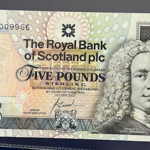 Billetes conmemorativos de 5 libras de Escocia de 2004 del Royal And Ancient Golf Club of St Andrews, sin circular, con carpeta.