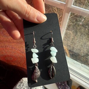Blue Chalcedony Stone Dangle Drop Earrings