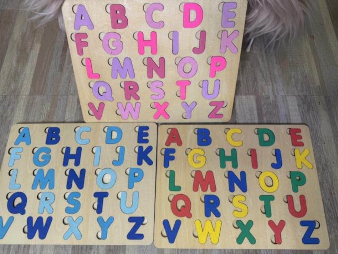 Wooden Alphabet Puzzle Board – Montessori Learning Toy for Toddlers ...