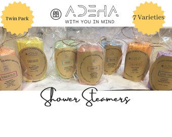 Twin Pack Homemade Shower Steamers|Made with Menthol Crystals|Aromatherapy|Shower Fizzies|Wedding Gifts|Slumber Party Favors