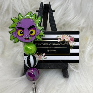 Beetle Guy, Halloween, It's Showtime, Glitter and Bubblegum Bead Badge Reel, Retractable, Interchangeable