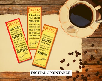 Dracula Bookmarks - Set of 3 Printable Bookmarks - Based on the Original Bram Stoker's Dracula Design