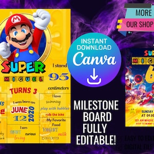 Modèle de tableau Super Mario Milestone : fichier numérique modifiable et personnalisé - Canva