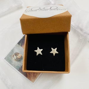 Handmade silver star studs