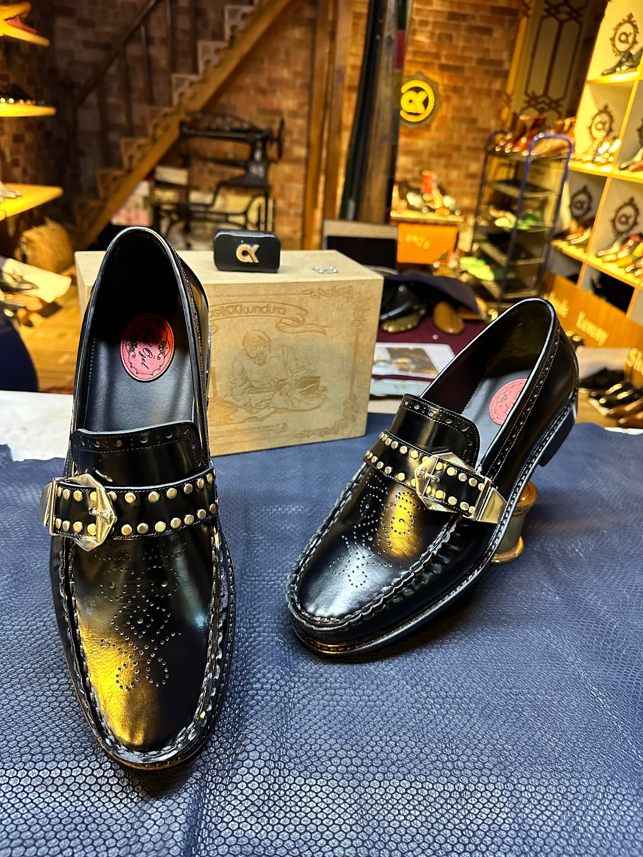 Black Custom Men Loafer Dress Shoes Made to Order -