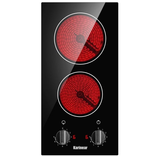 2Burner Electric Cooktop 12Inch Built-in shops Electric Stove Top,220v-240v Electric Radiant Cooktop with Residual Heat Indicator,Knob Control