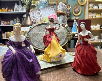 Royal Doulton & Royal County Figurines – Vintage Porcelain Collectible Figures, Elegant Home Decor, English Bone China Collectibles