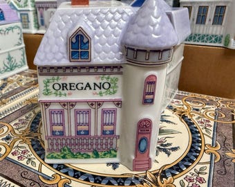 Lenox Spice Village Herb Storage Jars Victorian Houses Cottage