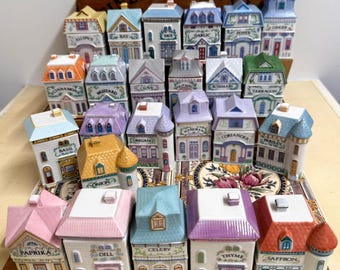 レノックス　スパイスジャー　ハーブ Lenox Spice Village Herb Storage Jars Victorian Houses Cottage