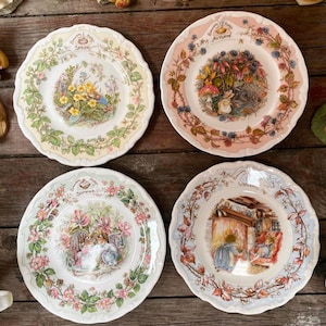 Royal Doulton Brambly Hedge Afternoon Tea-borden &quot;Four Seasons&quot; - lente, zomer, herfst en winter, borden voor verzamelaars