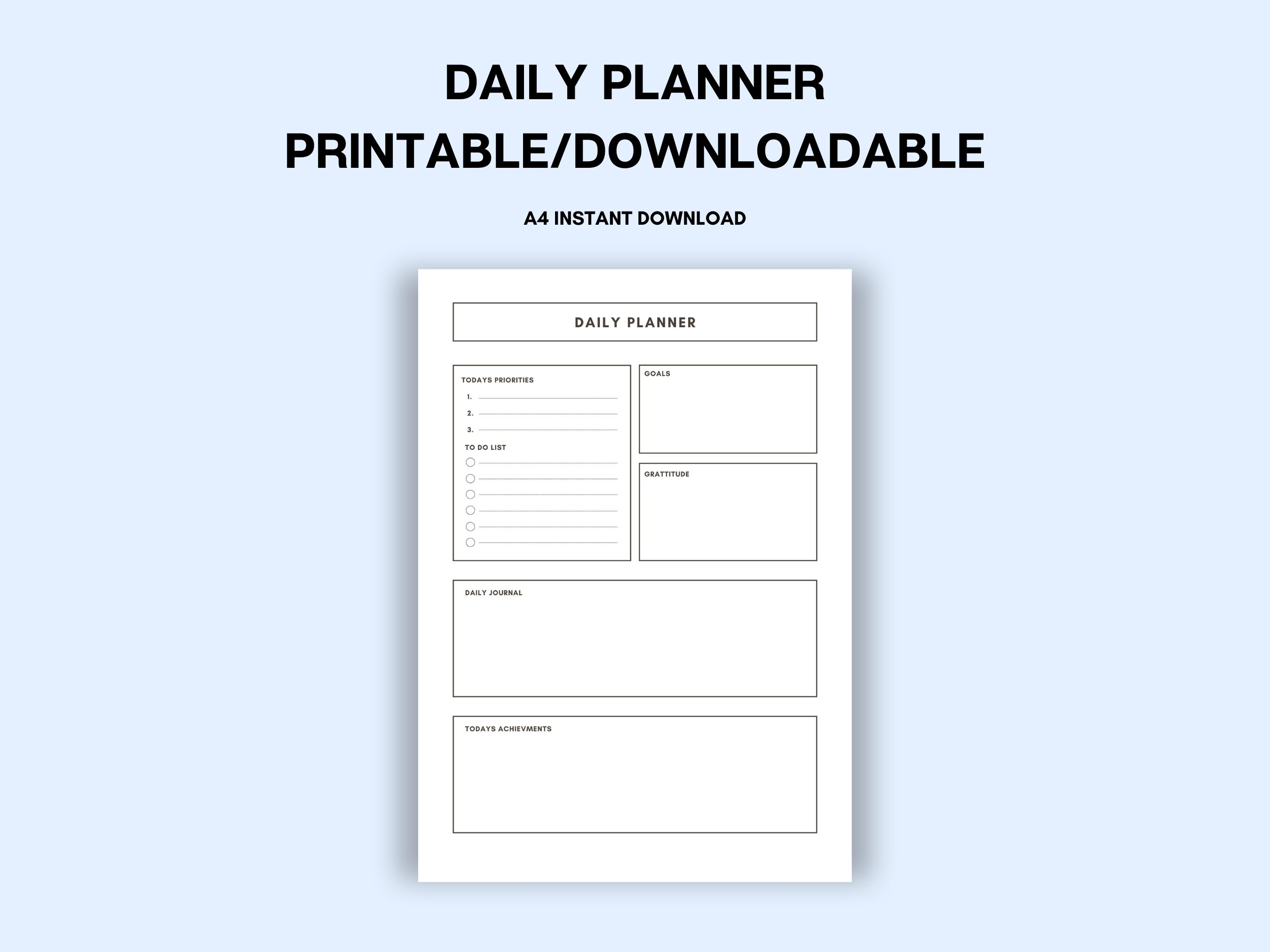 Daily Planner Digital Download/printable Instant Download - Etsy