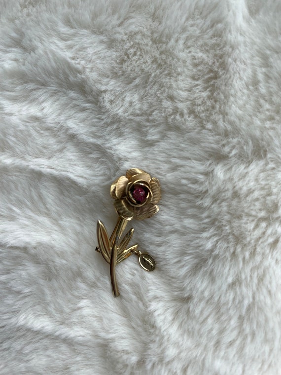 Vintage brooch Rose flower - image 1