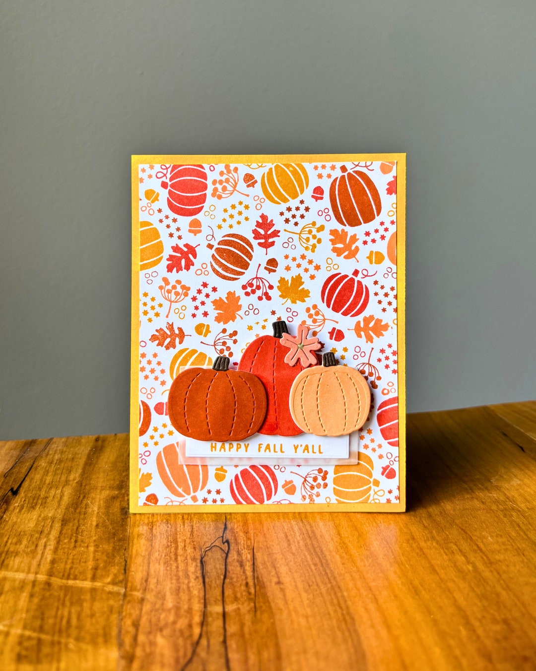 Happy Fall Pumpkin Card Thanksgiving Autumn Greeting Card With Pumpkins ...