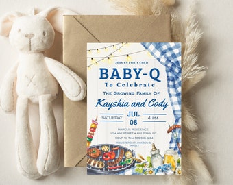 Baby-Q Baby Shower Invitation, Backyard Baby Shower Invitation, Baby Boy Shower, BBQ Party, Backyard Baby Shower, Editable, Downloadable