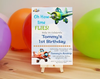 Airplane Birthday Invitation, Blue Boys Airplane Birthday Invitation, Airplane Birthday Invite, Birthday Invite, Editable, Downloadable