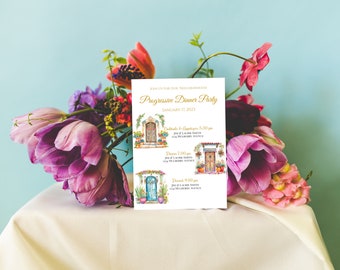 Fiesta Progressive Dinner, Dinner Party, Housewarming Party,  Progressive Dinner Invite, Editable Template, Downloadable Template