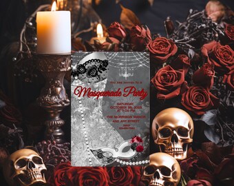 Masquerade Invitation Halloween Masquerade Ball Invite Fall Masquerade Party  Monsters Ball  Birthday Gothic Victorian Editable Downloadable