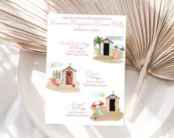 Progressive Dinner Party Invitation, Digital Invitation,  Progressive Dinner Invite, Editable Template, Edit in browser print or share today