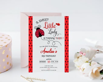 Ladybug Birthday Invitation Ladybug Invitation Editable Ladybug Invite Ladybug Party Insect Birthday Party Instant Download