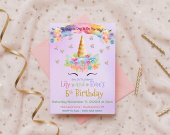 Any Age Editable Enchanted Magical Unicorn Birthday Invitation, Unicorn Floral  Birthday Invite, Instant Download, Unicorn Birthday