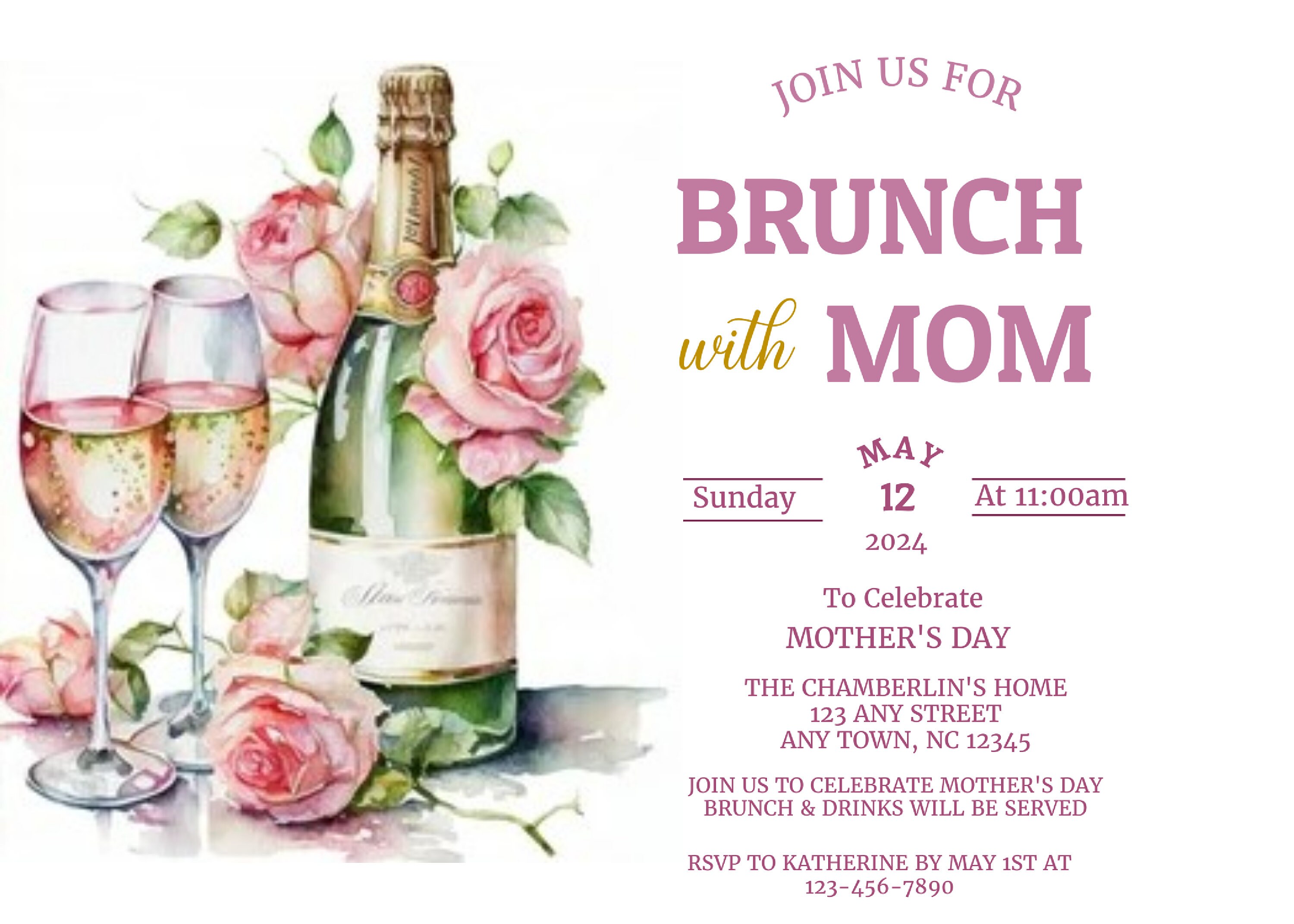 Mother's Day Brunch Invitation, Printable Mother's Day Invite, Mother's ...
