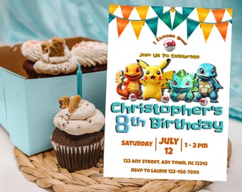 Pokemone Birthday Invitation Pikachu Invite  Printable Birthday Invitation Editable Invitation Pokemon Birthday invite  Instant Download