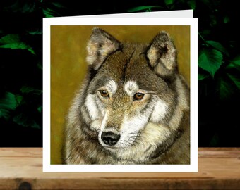 Eurasian Wolf, 5x Art Charity Cards, in aid of Explorers Against Extinction.  6" square cards with envelopes