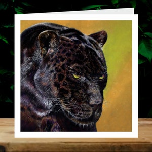Pantera negra, 5x Art Charity Cards, en ayuda de Explorers Against Extinction.  Tarjetas cuadradas de 6" con sobres