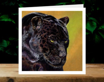 Black panther, 5x Art Charity Cards, in aid of Explorers Against Extinction.  6" square cards with envelopes
