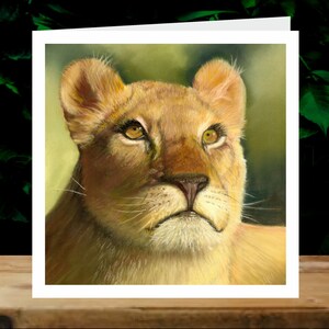 Lioness, 5x Art Charity Cards, au profit d’Explorers Against Extinction.  Cartes carrées de 6 » avec enveloppes