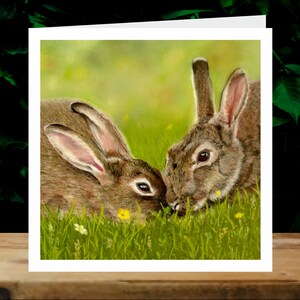 Rabbits, 5x cartes de charité artistiques, au profit d’Explorers Against Extinction.  Cartes carrées de 6 » avec enveloppes