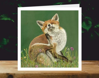 Fox, 5x Art Charity Cards, in aid of Explorers Against Extinction.  6" square cards with envelopes