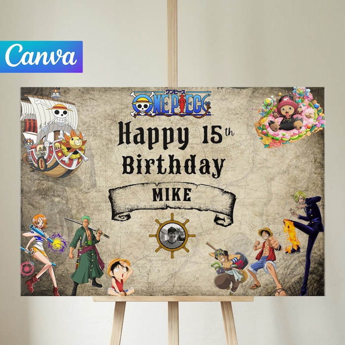 One Piece Anime Birthday Invitation Etsy Canada