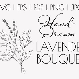 SVG Bundle | Lavender Bouquet | Hand-Drawn Line Art