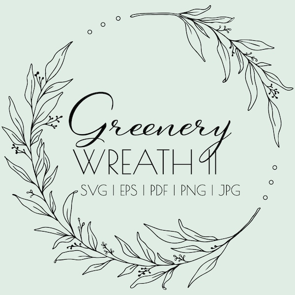 SVG Bundle | Wreath Line Art | Hand Drawn Greenery