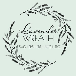 SVG Bundle | Lavender Wreath | Hand-Drawn Line Art