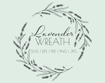 SVG Bundle | Lavendelkranz | Handgezeichnete Linienkunst