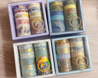 Bronzing Washi Tape Set - Schmetterling, Gemälde, Geometrie - 10 Rollen - Dekoratives Klebeband für Scrapbooking, Planer und Journaling