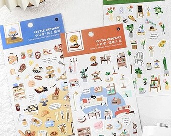 Haushaltswaren Sticker Set | Journaling, Scrapbooking & DIY | Alltagsmotive | Küchen-, Pflanzen-, Möbel-Designs