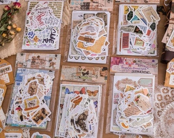Vintage Journal Sticker Set | 100 Einzigartige Aufkleber | Für Scrapbooking, Tagebuch, Fotoalbum & Karten Dekoration