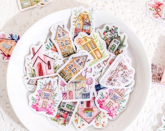 46 mini house sticker set | Ideal for journaling, scrapbooking and planners | Cute house stickers