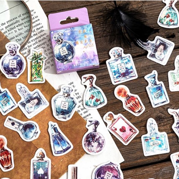 46 Mini-Zauberflaschen Sticker: Kawaii Magie & Zaubertrank | Scrapbooking, Journal Deko, DIY Projekt, Planer Zubehör